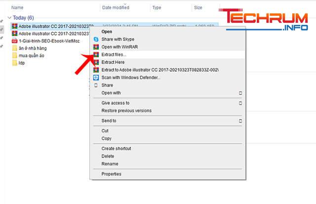 Sau khi phần mềm tải xong, giải nén bằng cách kích chuột phải, chọn Extract Here hoặc Extract files… 