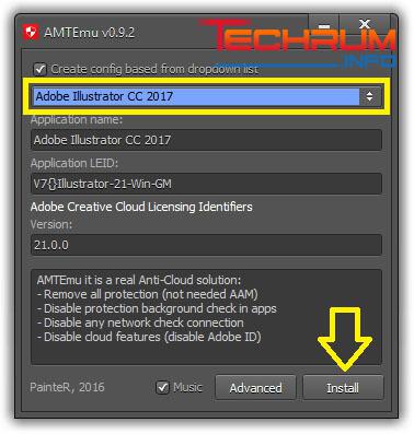 Nhấn chọn phiên bản Adobe illustrator CC 2017 rồi bấm Install