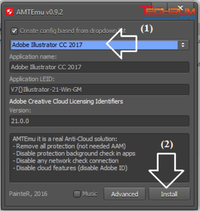 Bấm chọn Adobe Illustrator CC 2017 rồi chọn Install.