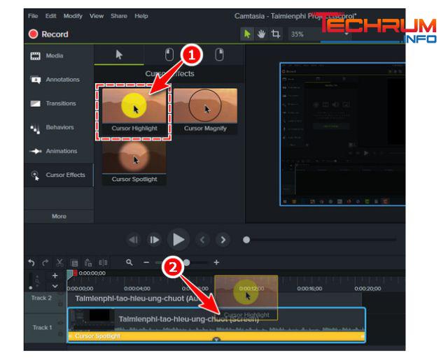 cách làm chuột có vùng sáng khi sử dụng Camtasia 9 