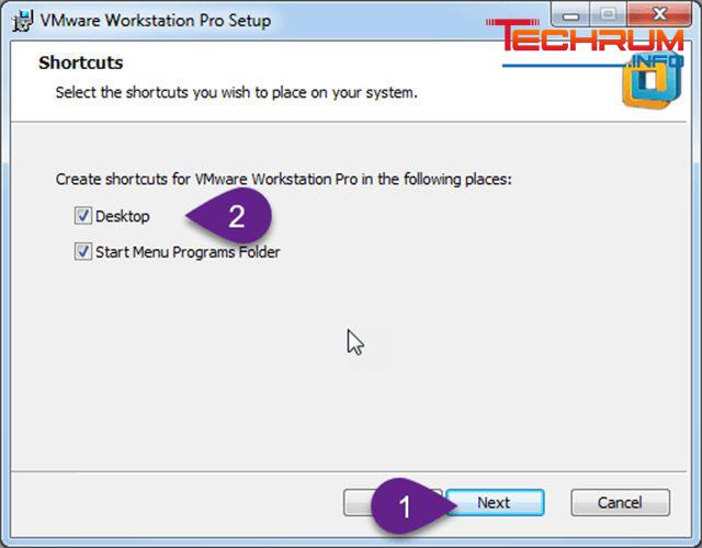 Bước 5: Lựa chọn nơi để bản shortcuts là Desktop => tích chọn Next.