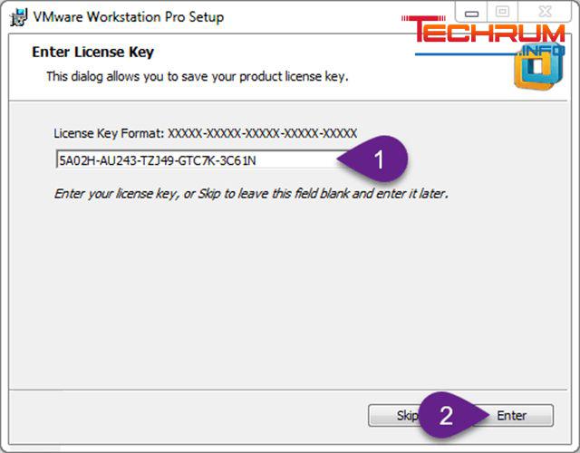 Bước 8: Lựa chọn 1 trong các key Vmware 12 bên trên rồi sao chép vào hộp thoại => tích chọn Enter.