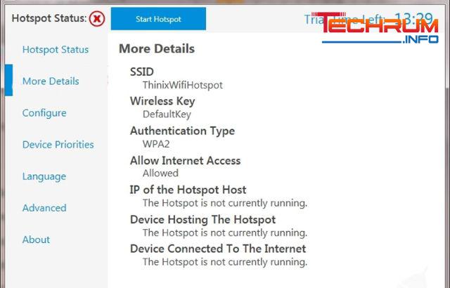 Phần mềm Thinix WiFi Hotspot