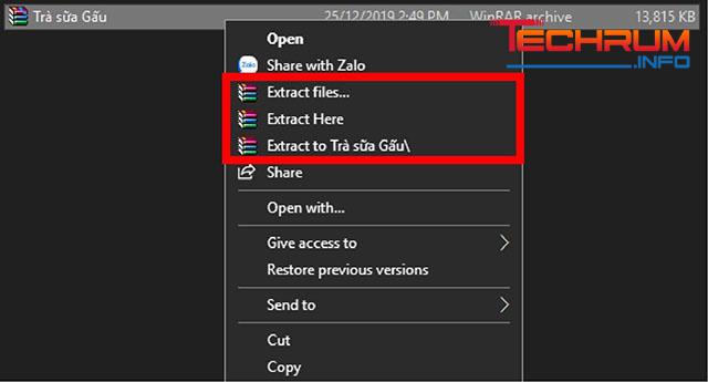 Cách giải nén file ZIP, Rar