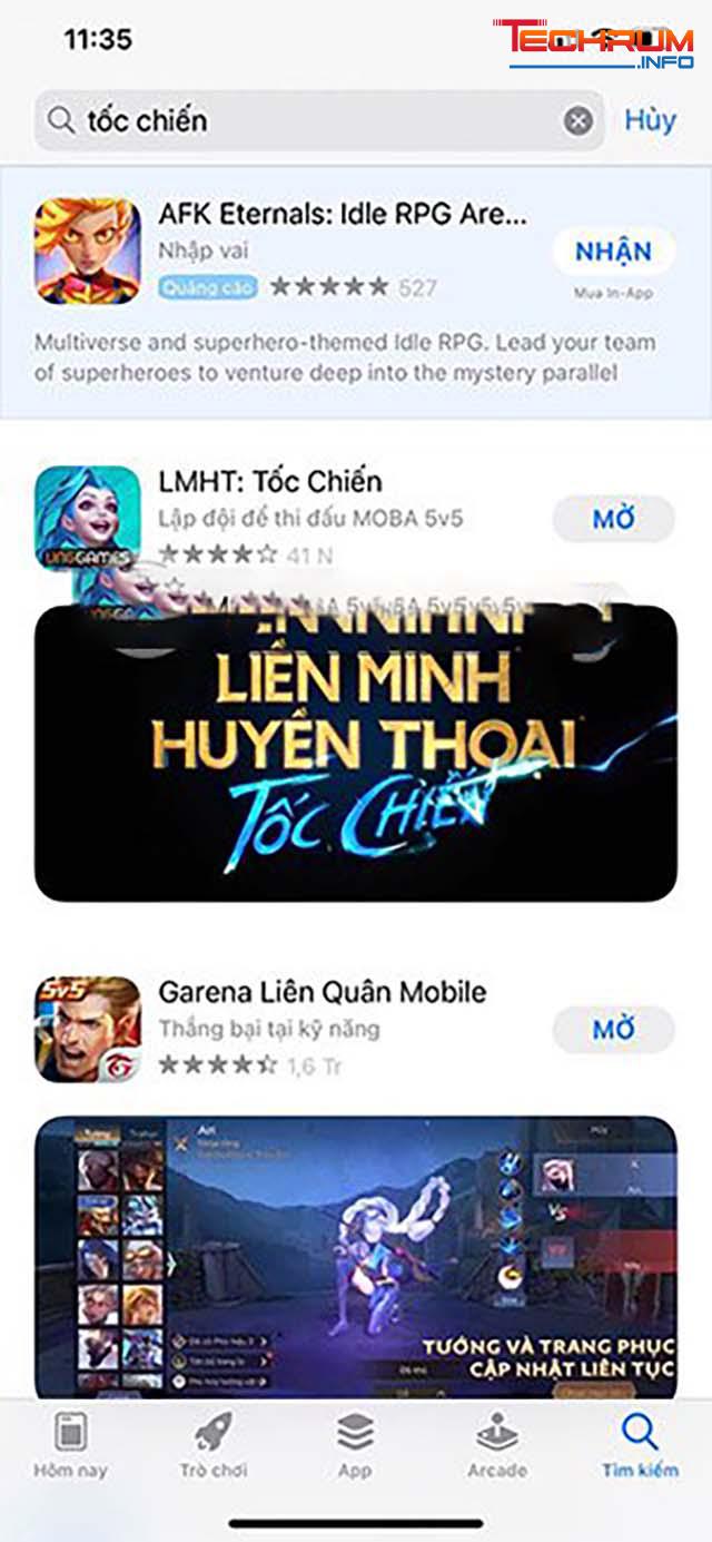 cách tải liên minh tốc chiến trên App Store