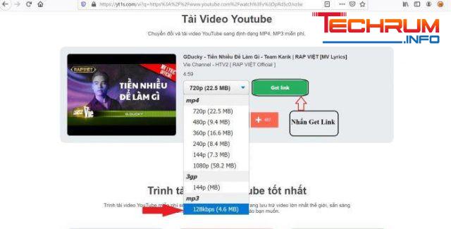 Bước 3Bước 2 Tải file MP3 trên YouTube bằng YT1s.com