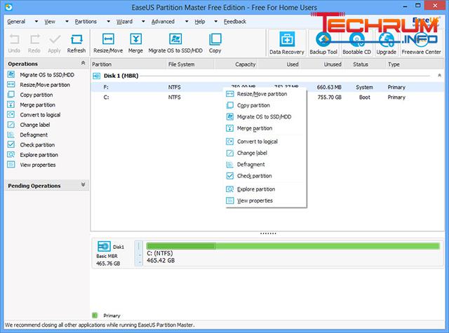 Phần mềm chia ổ cứng EasyUS Partition Master Free