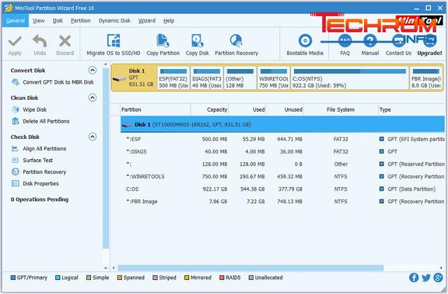 Phần mềm chia ổ cứng Mini Tool Partition Wizard 