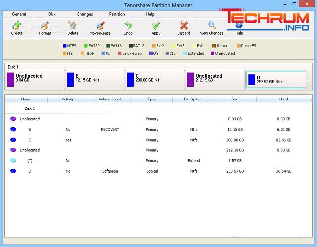 Giao diện dễ sử dụng của Tenorshare Partition Manager