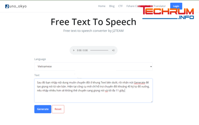 Chuyển văn bản bằng giọng nói bằng Free Text To Speech J2TEAM