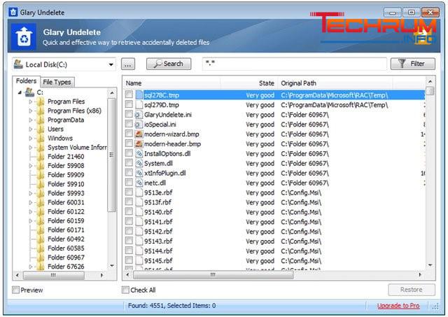 phần mềm khôi phục dữ liệu Glary Undelete
