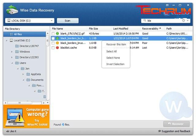 phần mềm khôi phục dữ liệu Wise Data Recovery