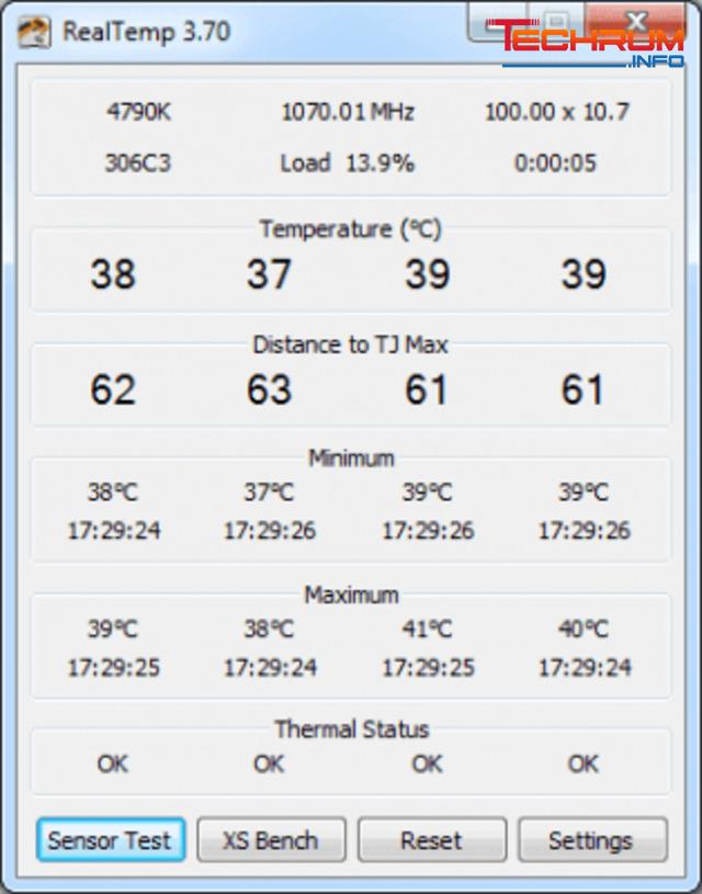 Phần mềm theo dõi nhiệt độ CPU Real Temp