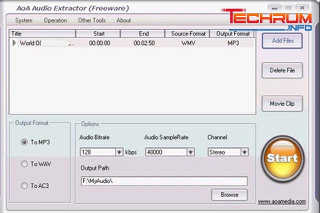 phần mềm tách tiếng ra khỏi video AoA Audio Extrator