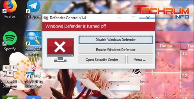 tắt window defender trong win 10 bằng phần mềm