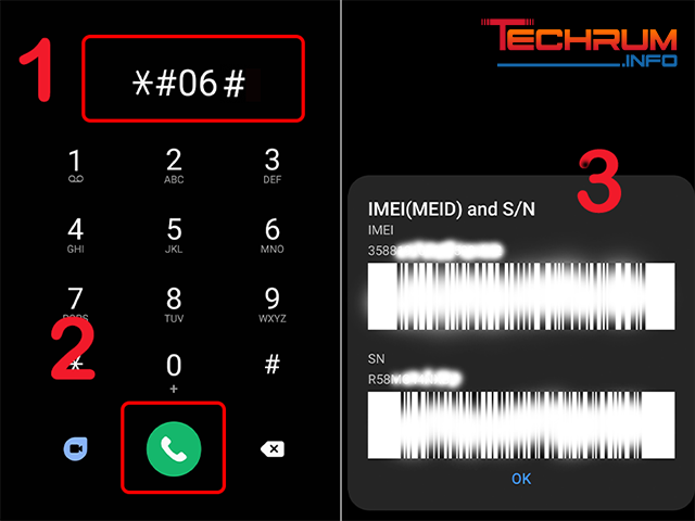 Check IMEI Samsung bằng cách gọi *#06#
