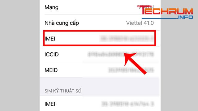 cách check imei iphone qua cài đặt