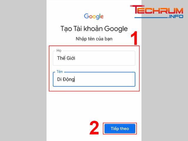 Cách tạo tài khoản Gmail trên điện thoại bước 1