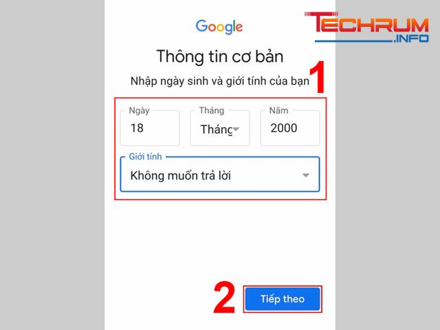 Cách tạo tài khoản Gmail trên điện thoại bước 2