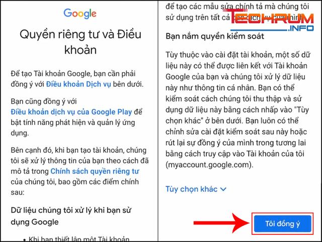 Cách tạo tài khoản Gmail trên điện thoại bước 7