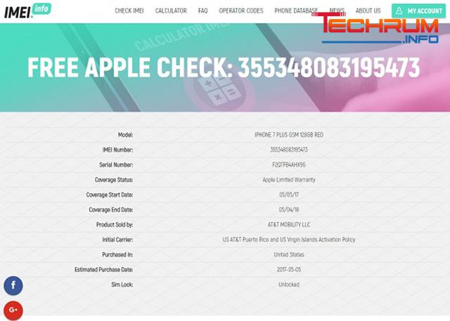 check imei iphone từ trang IPHONE IMEI CHECKER