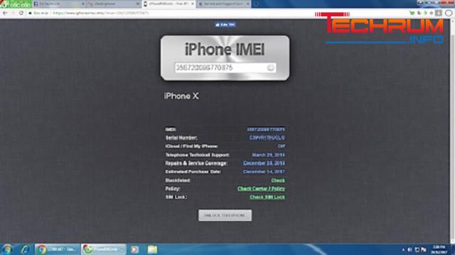 check imei iphone từ trang IPHONEIMEI