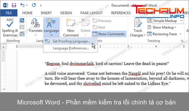 Công cụ check chính tả Microsoft Word 