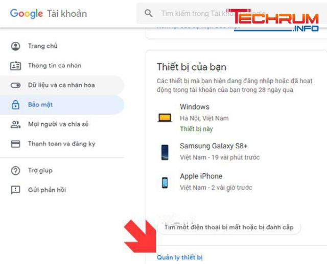 Cách thoát tài khoản từ thiết bị Android bằng tài khoản Google bước 2