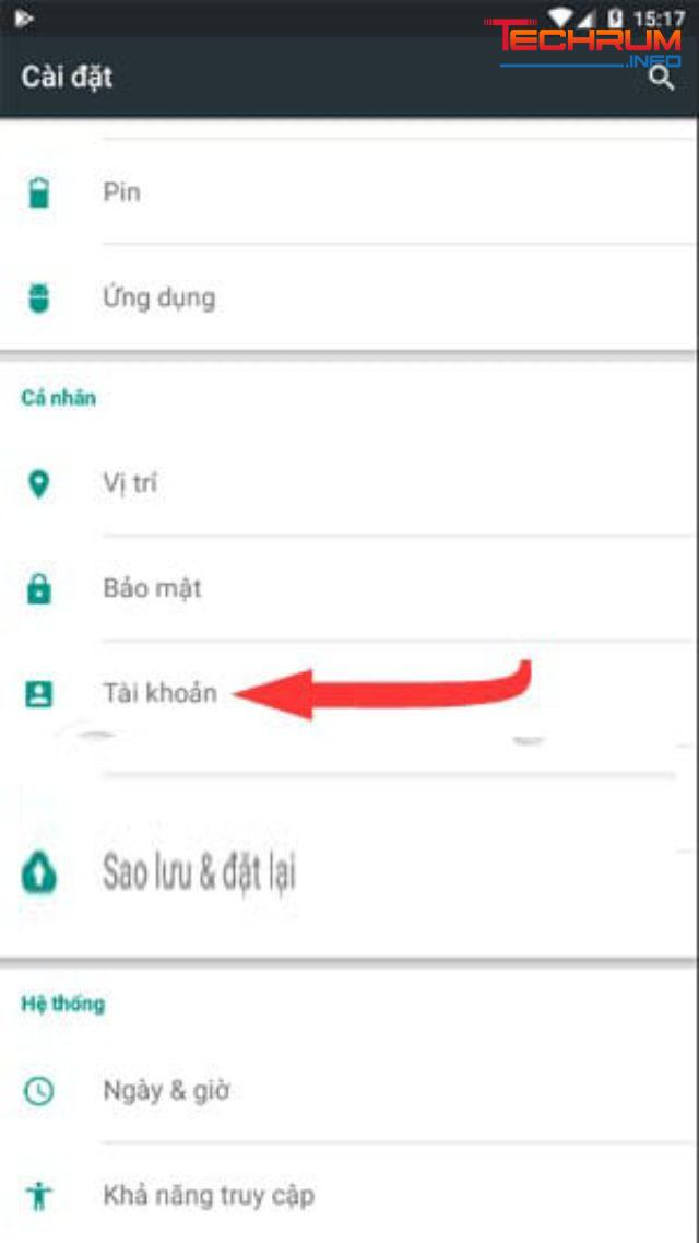 Cách thêm tài khoản Google trên thiết bị Android bước 1