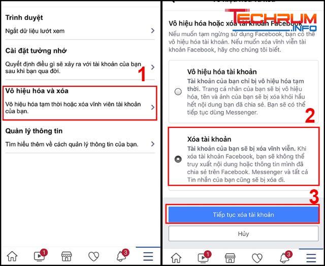 Khóa tài khoản Facebook vĩnh viễn trên điện thoại bước 2