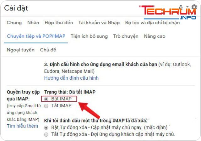 Bật POP/IMAP trong cài đặt Gmail bước 4-2