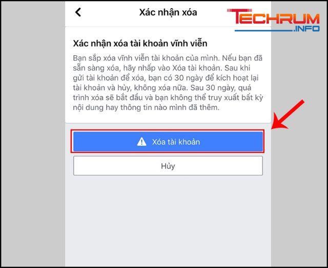 Khóa tài khoản Facebook vĩnh viễn trên điện thoại bước 4