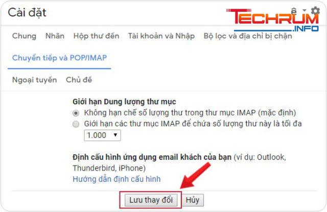 Bật POP/IMAP trong cài đặt Gmail bước 5