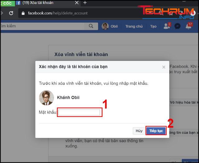 Khóa tài khoản Facebook vĩnh viễn trên máy tính bước 6