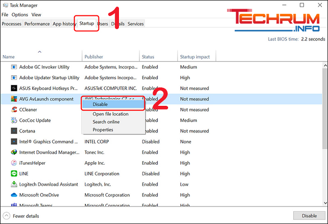 Tắt ứng dụng khởi động cùng Windows 10 từ Task Manager bước 3