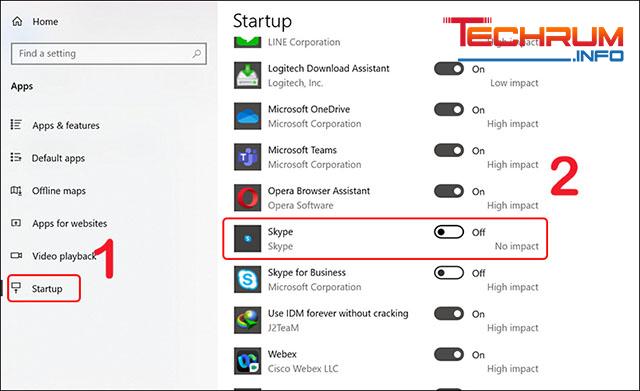 Tắt phần mềm khởi động cùng Windows 10 thông qua Settings bước 3