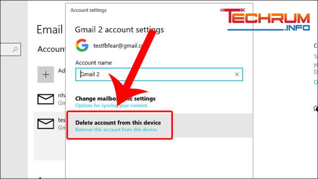 Cách xóa tài khoản email khỏi thiết bị bước 4