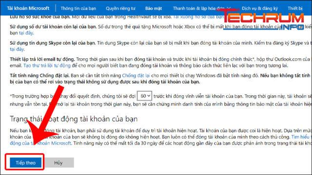 Cách xóa tài khoản Microsoft vĩnh viễn bước 2