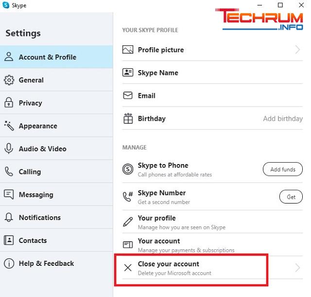 Cách xóa tài khoản Skype vĩnh viễn trên máy tính 2