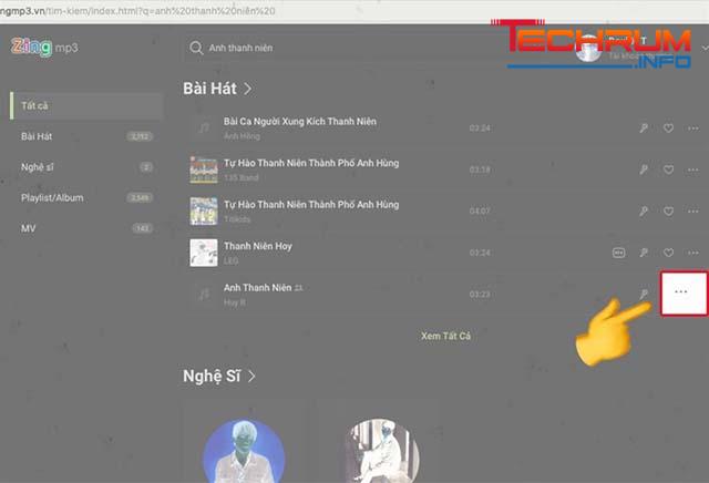 Cách tải nhạc từ Zing MP3 về máy tính bước 3