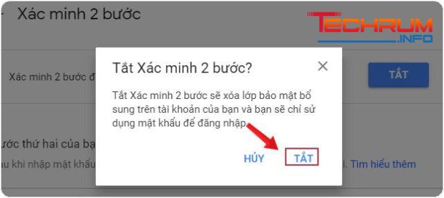 Tắt cài đặt Xác minh bước 8