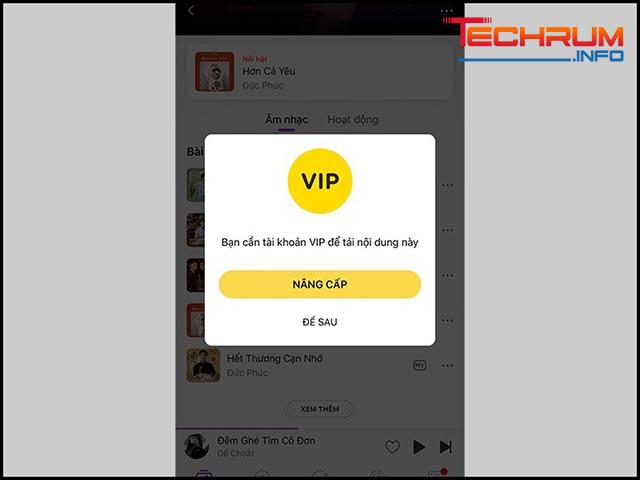 Thông báo nâng cấp tài khoản VIP