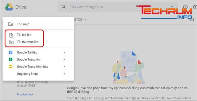 Cách tải dữ liệu lên Google Drive trên máy tính 2