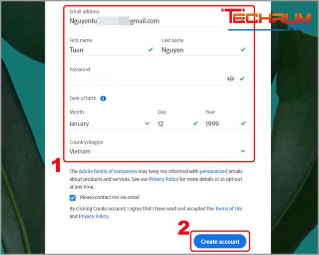 Đăng ký tài khoản Adobe 3