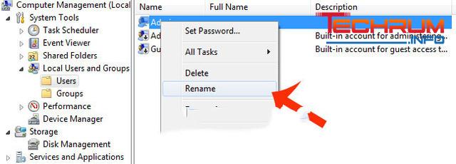 Dùng Computer Management để thay đổi tài khoản Administrator 5