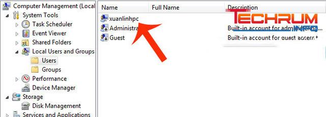 Dùng Computer Management để thay đổi tài khoản Administrator 6