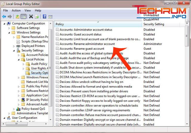 Dùng Windows Group Policy Editor để thay đổi tài khoản Administrator  2