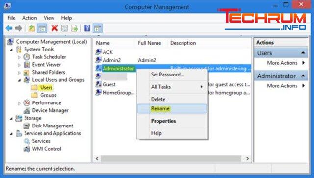 Dùng công cụ RenameUser để thay đổi tài khoản Administrator 