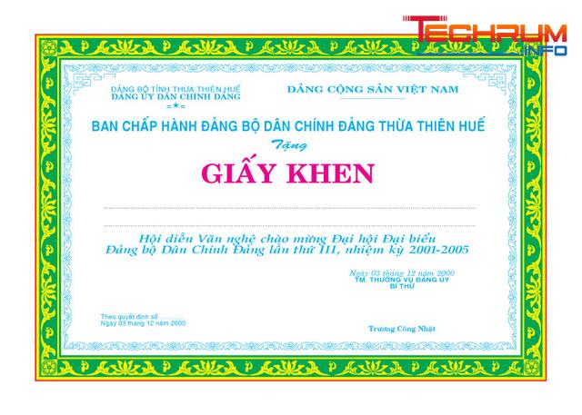 Mẫu giấy khen 7