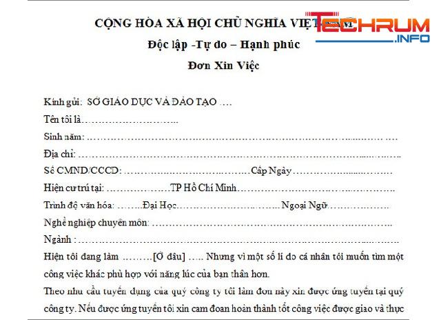 tải mẫu đơn xin việc viết tay 11